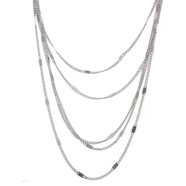 Layered Silver Chain Necklace Kalsten