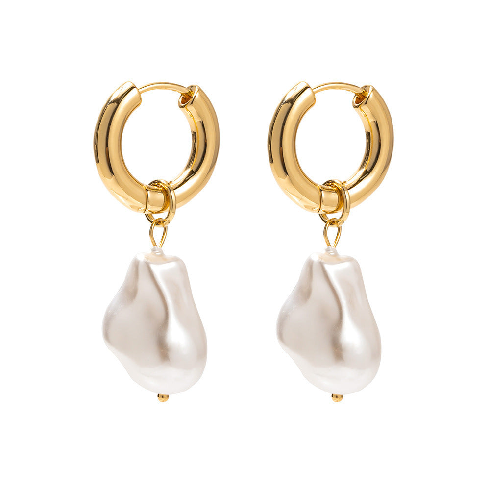 Fashionable earrings with double pearls Kalsten