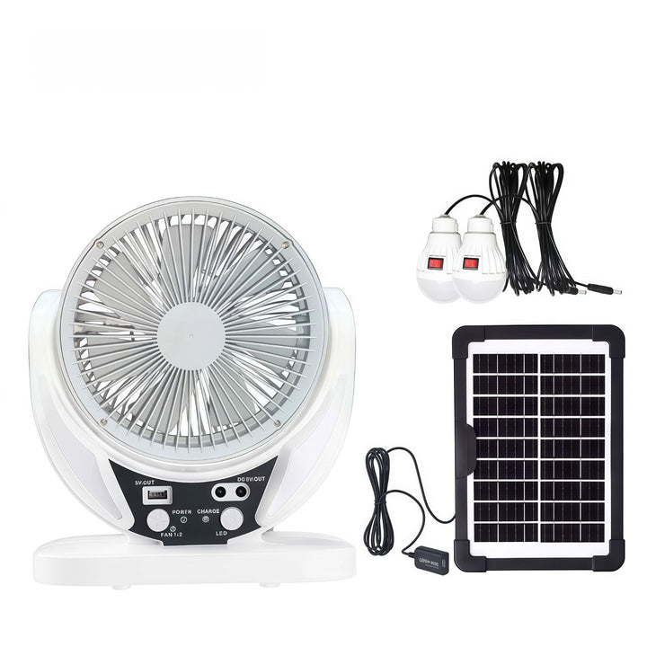 Unisex portable solar fan and lighting set with battery and USB charging function Kalsten