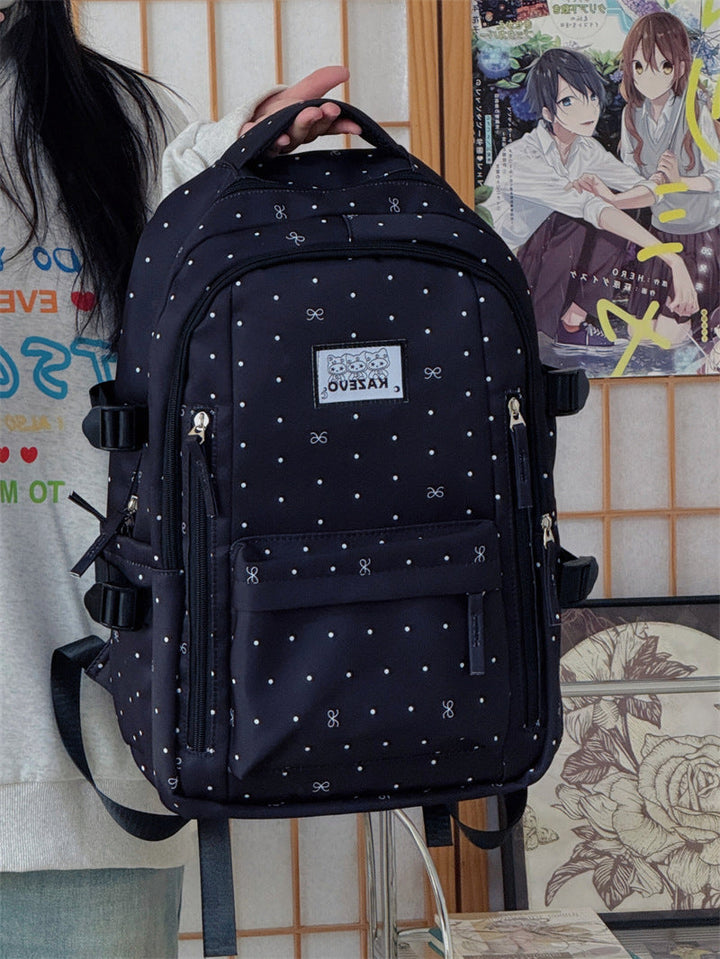 Multi-Compartment Geometric Patterned School Backpack