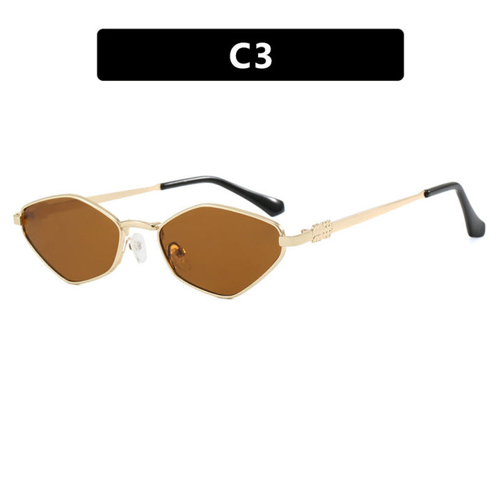 Women's geometric sunglasses with glossy metal frame and polarized lenses Kalsten