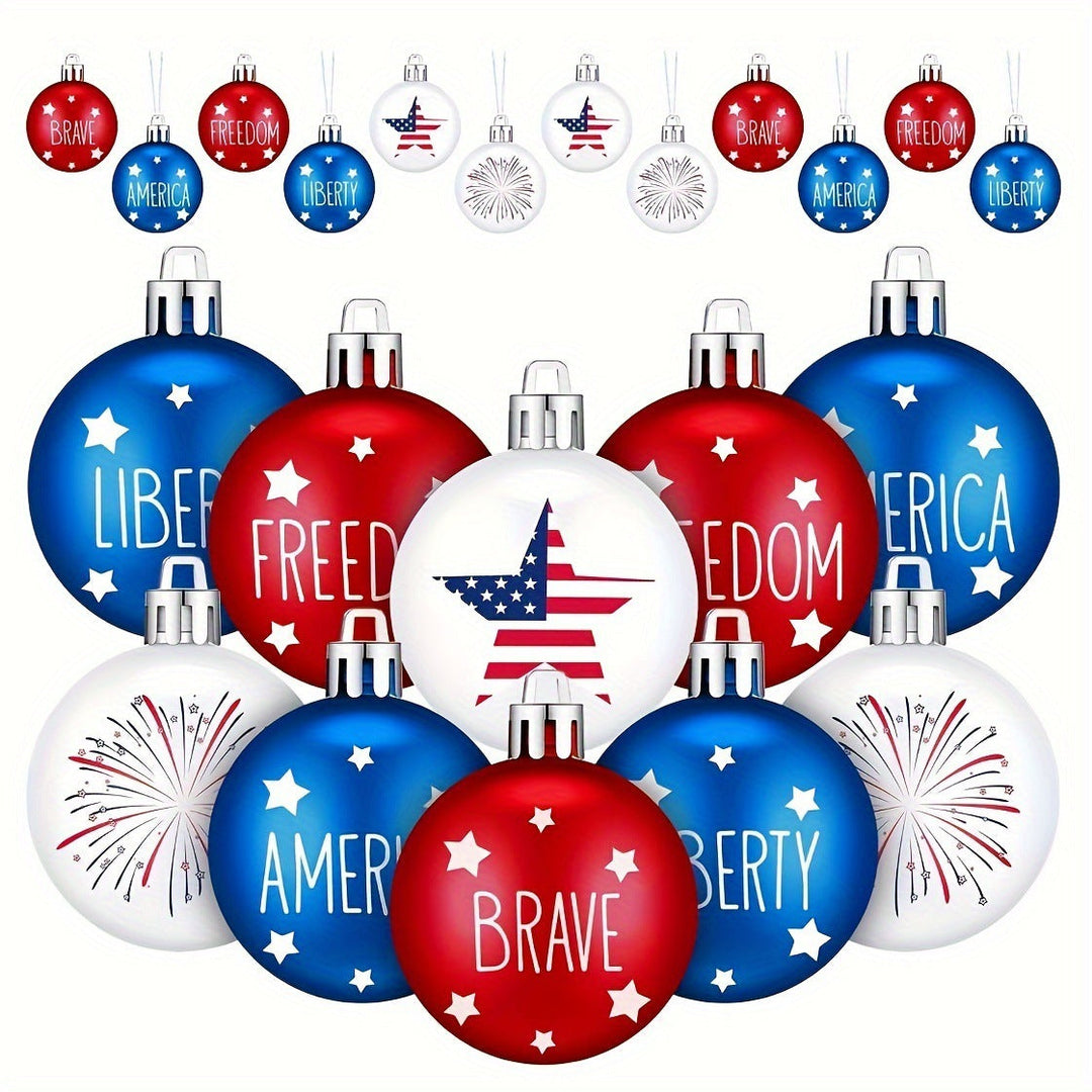 Unisex nan patriotic glass Christmas bauble set with glitter effect and inscription Kalsten