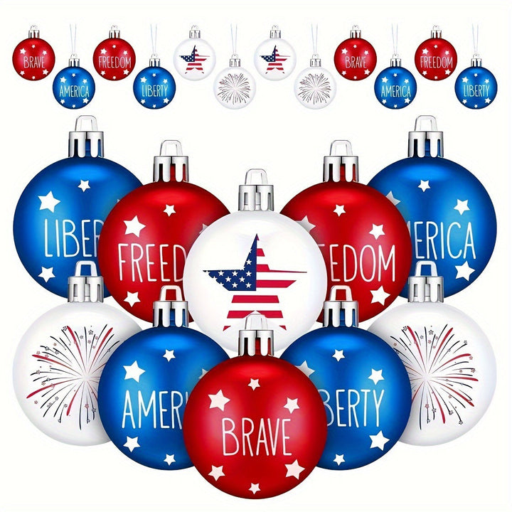 Unisex nan patriotic glass Christmas bauble set with glitter effect and inscription Kalsten