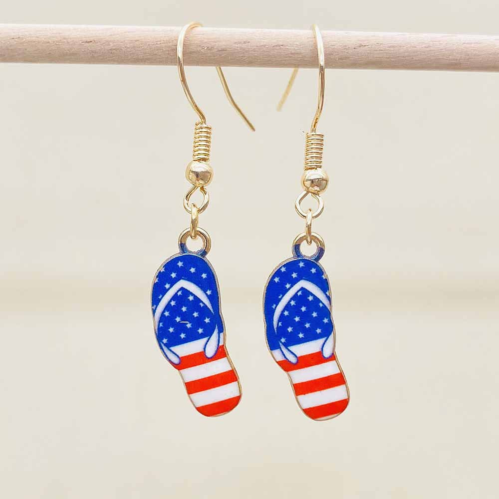 Women's filigree drop earrings with enameled flag pendants and metal hook closure Kalsten