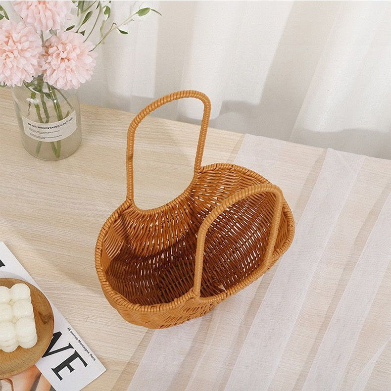 Women Elegant braided rattan basket with double handle Kalsten