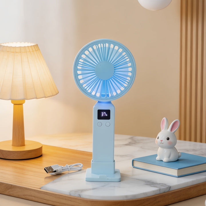 Ladies portable mini hand fan with LCD display and USB connection Kalsten