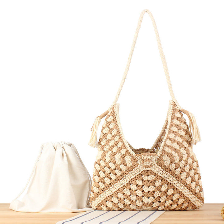 Handbag with artistic macrame design and durable inner bag Kalsten