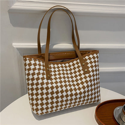 Woven Pattern Beach Tote Bag Acalora