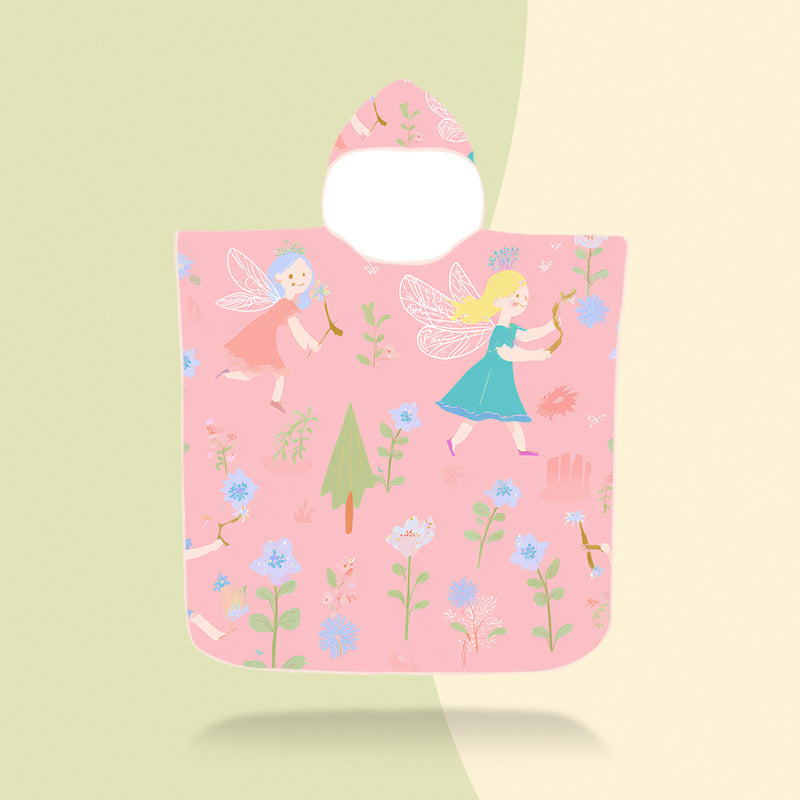 colorful hooded poncho with robot motif Kalsten