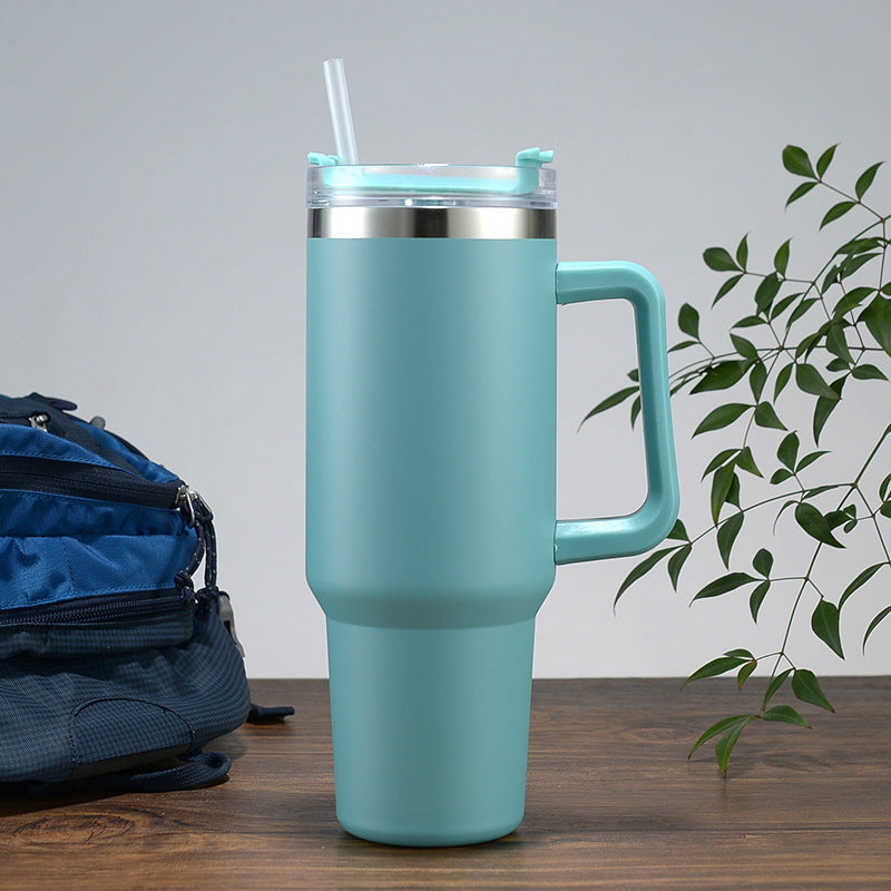 Women High-Quality Thermo Mug with Practical Carrying Handle and Integrated Straw Kalsten