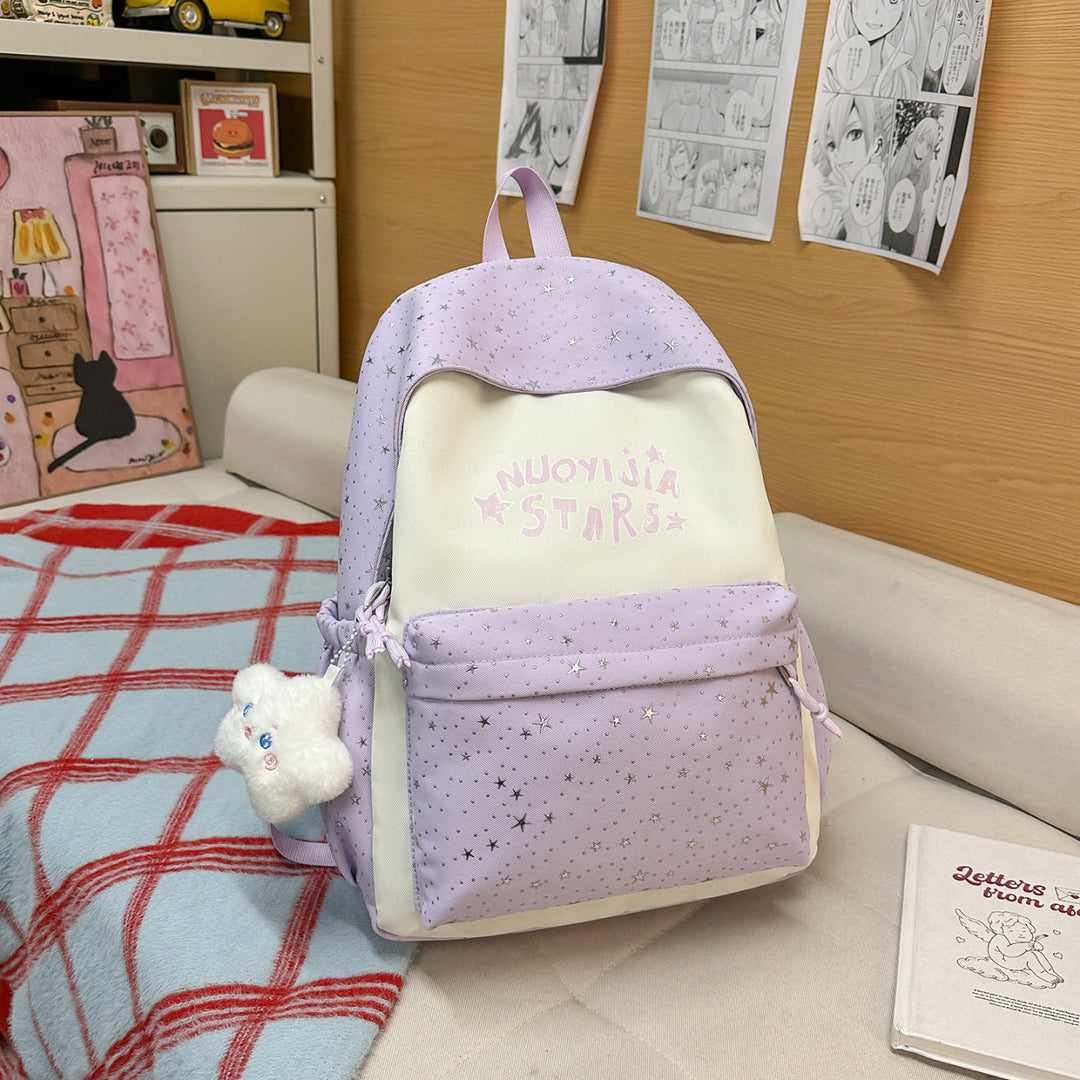 Lightweight Star-Patterned School Backpack