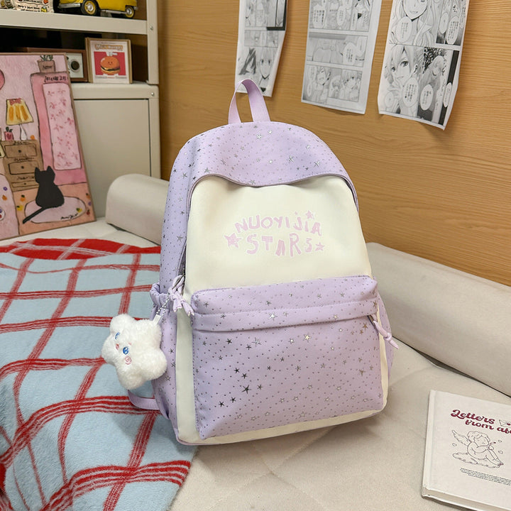 Lightweight Star-Patterned School Backpack