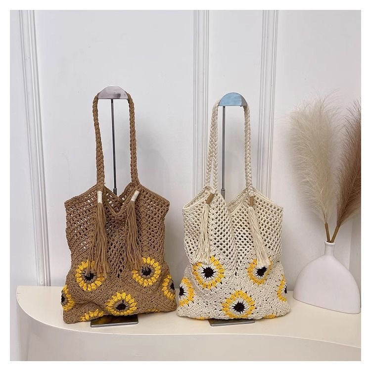 Macrame shopping bag with sunflower pattern Kalsten