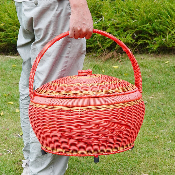 Women Rattan Storage Basket with Lid Kalsten