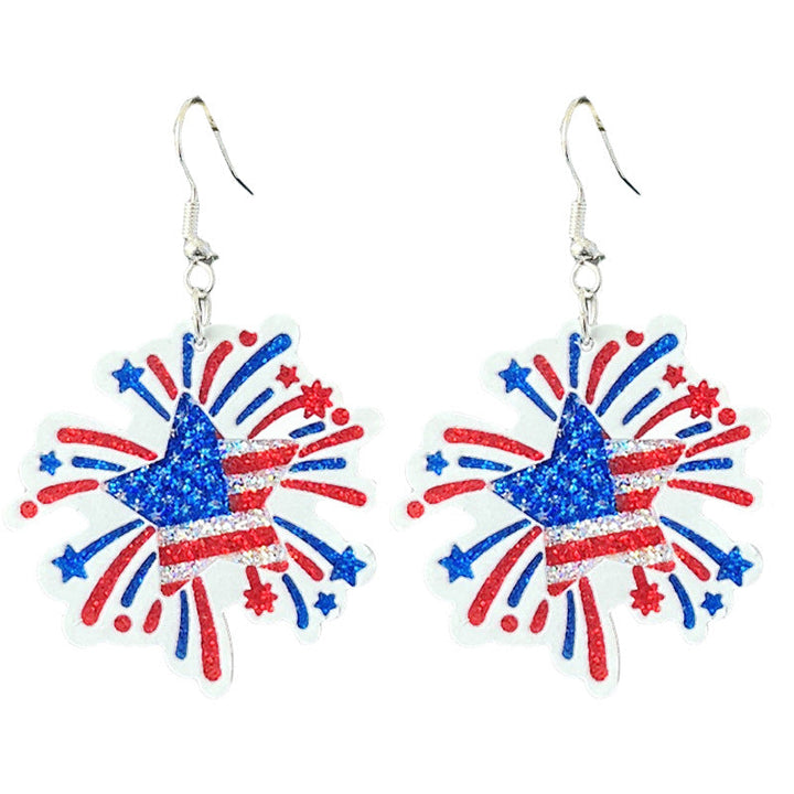 Women's shimmering statement earrings with star and fireworks design made of acrylic Kalsten