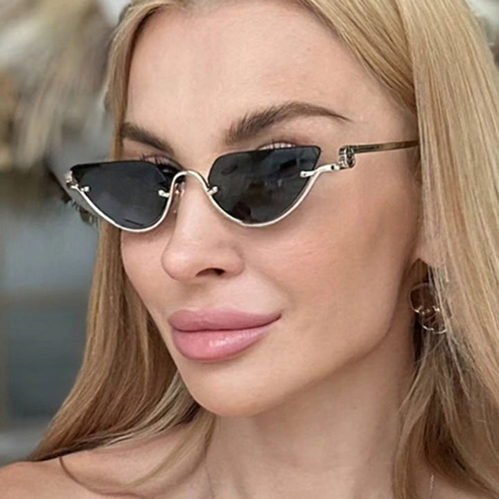 Ladies Cat-Eye Sunglasses with Gold-Colored Metal Frame and UV Protection Kalsten