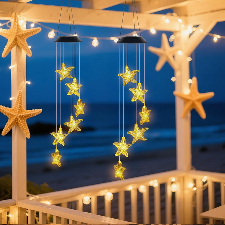 Decorative Solar LED Starfish Wind Chime Hanging Garden Light Kalsten