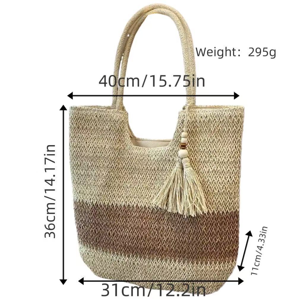 Handbag made of braided natural material with tassel details Kalsten