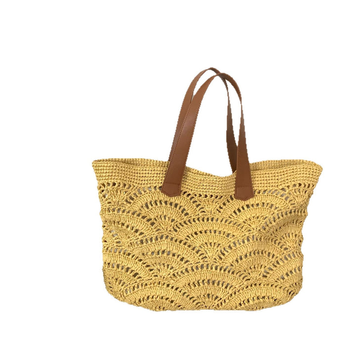Handwoven macrame bag with leather handles Kalsten