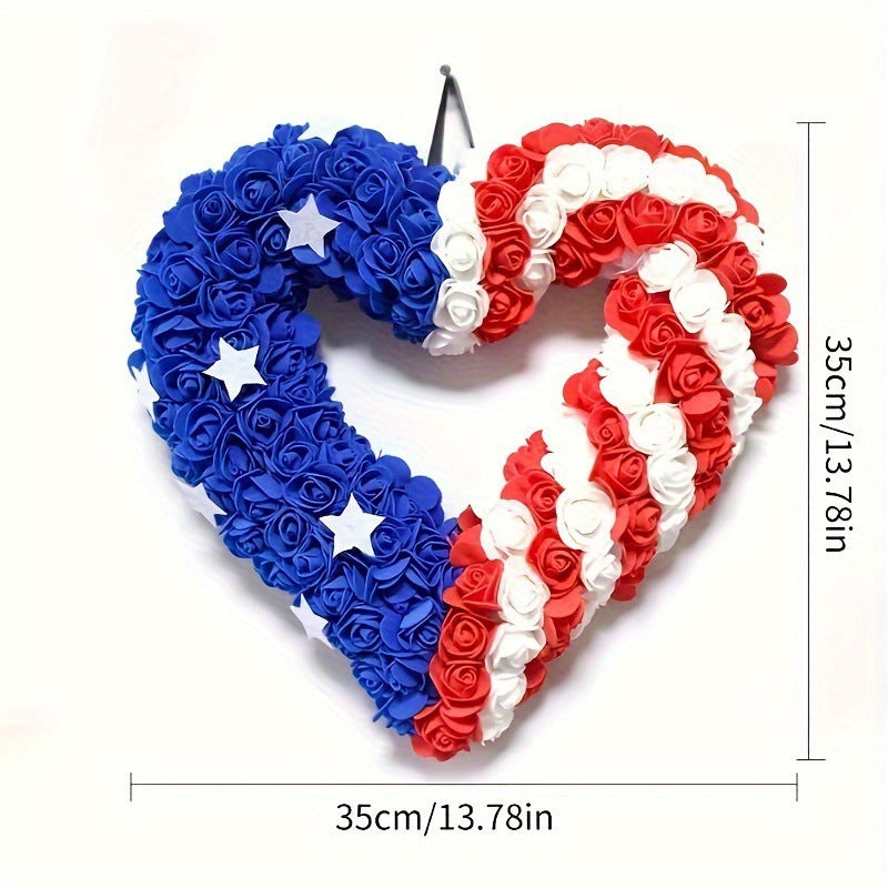 Independence Day patriotic front door wreath with Eagle Statue of Liberty and Liberty Bell accents Kalsten