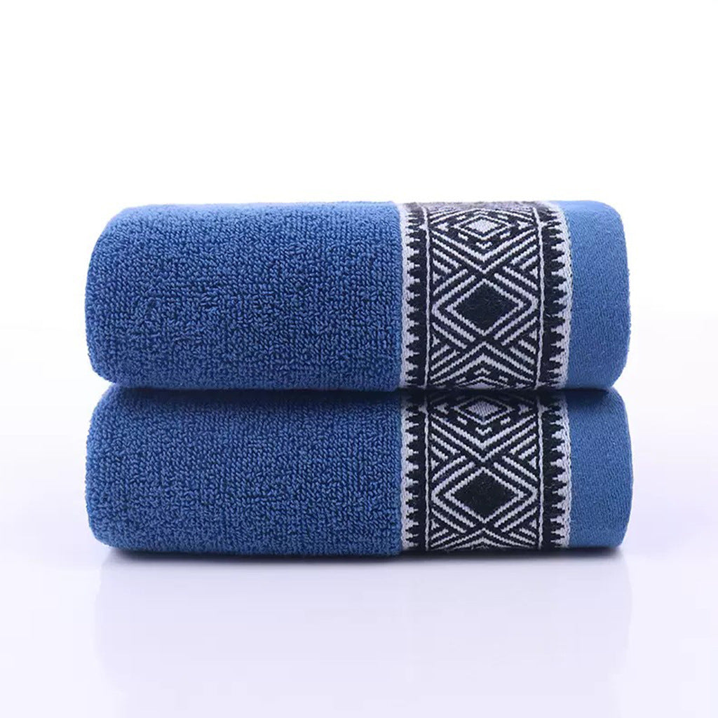 Terry Bath Towel Set With Elegant Geometric Border Kalsten