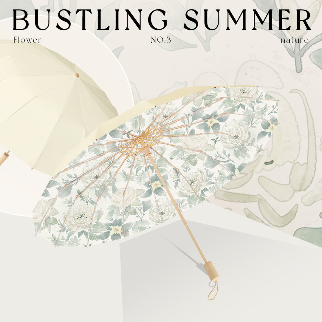 Ladies elegant folding parasol with floral design and handy carrying case Kalsten