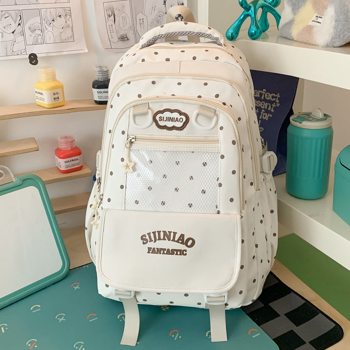 Polka Dot Multi-Compartment School Backpack
