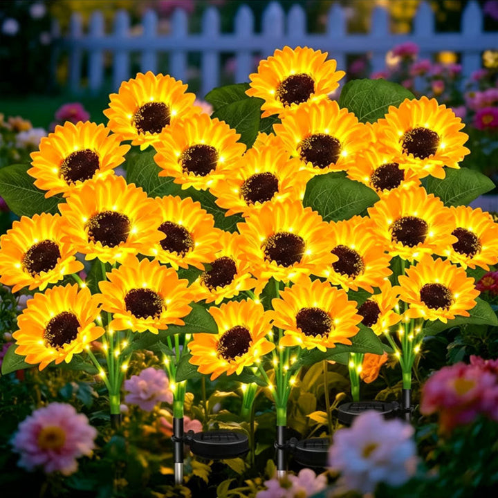 Solar-Powered LED Sunflower Garden Stake Lamp With Waterproof Panel And Adjustable Stem Kalsten