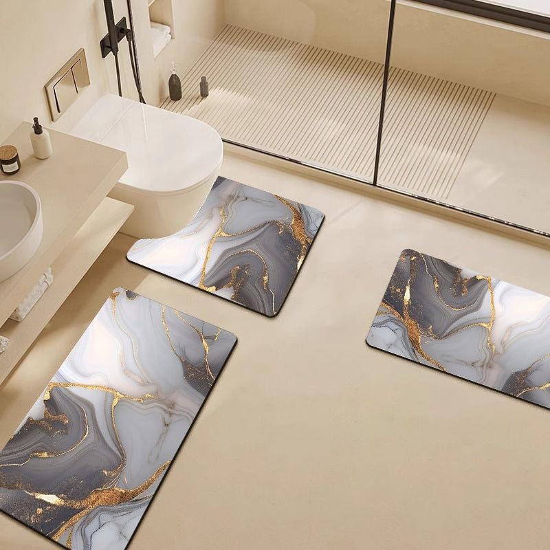Luxury Marble-Pattern Bathroom Mat Set Acalora
