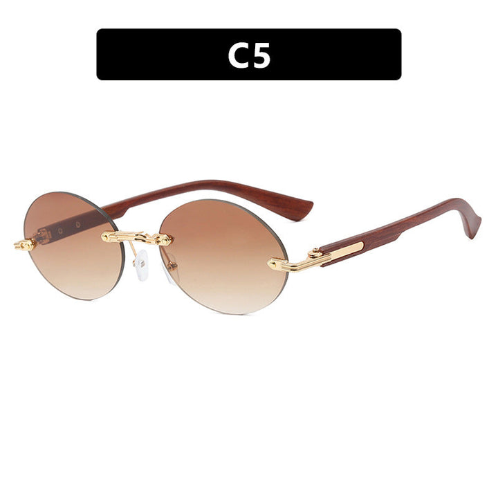 Women's round sunglasses with elegant wooden frame and UV protection Kalsten