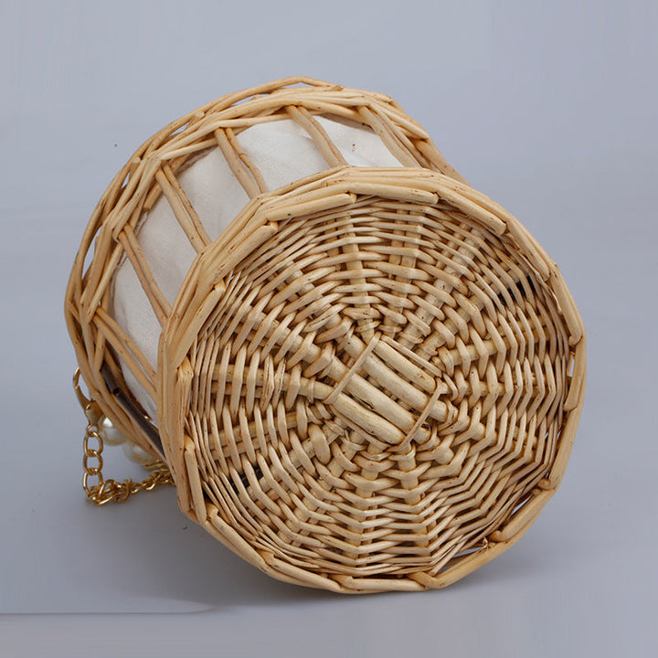 Women's elegant basket bag with pearl chain Kalsten