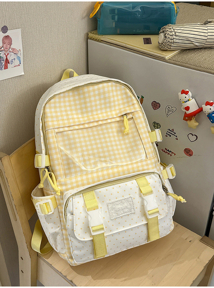 Cute Gingham Checkered School Backpack