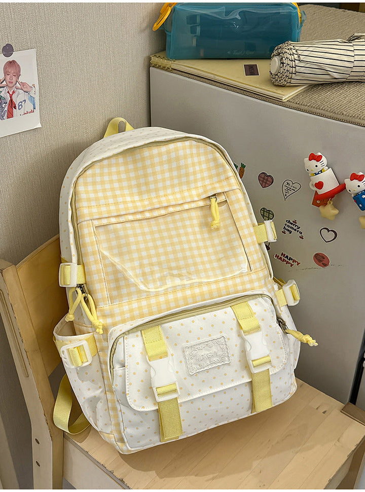 Cute Gingham Checkered School Backpack