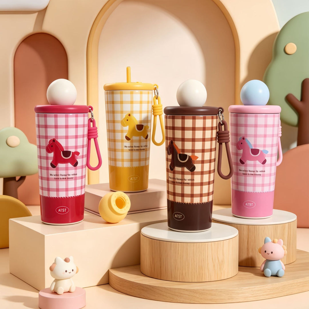 Ladies Insulated Bottle with Playful Horse Motif Kalsten