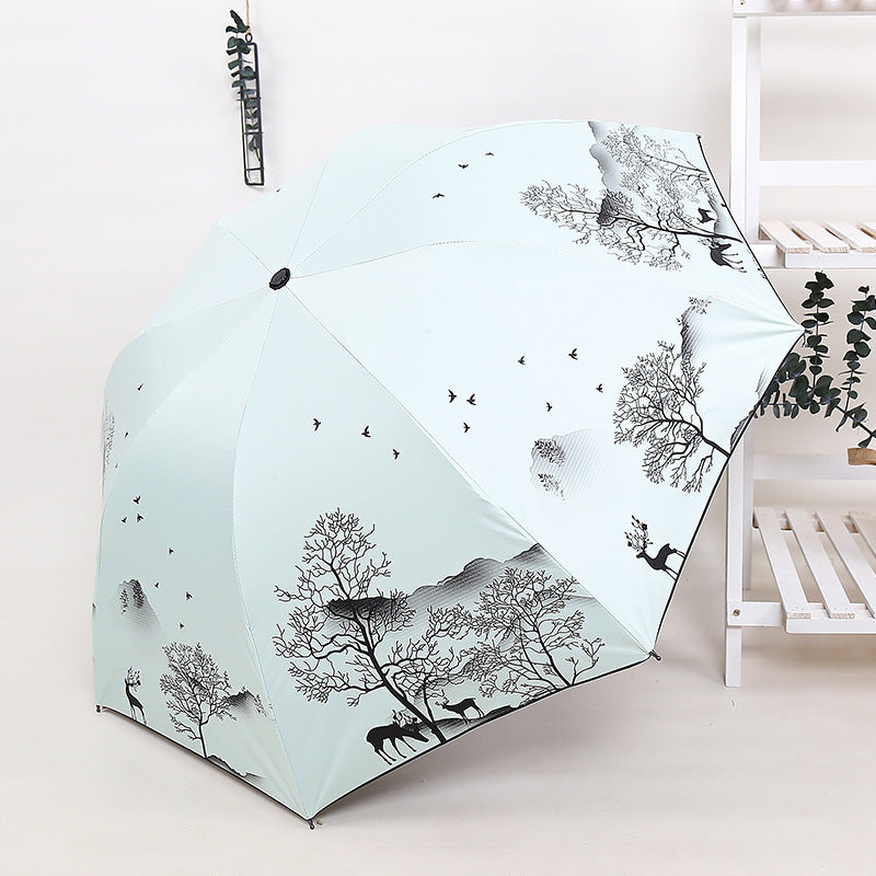 Ladies Foldable Umbrella with Artistic Nature Design Kalsten