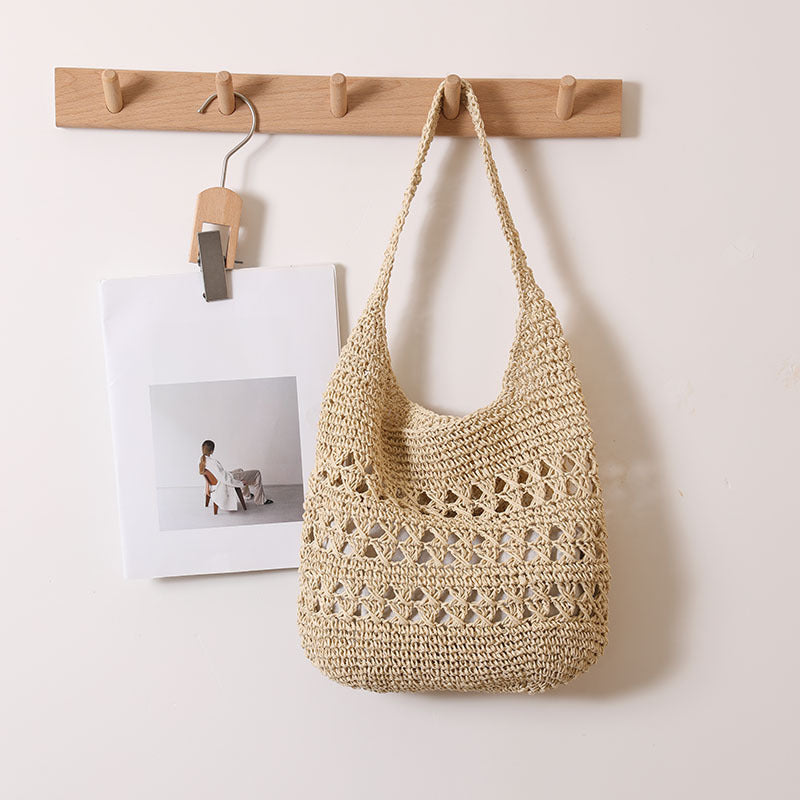 Crocheted shoulder bag with decorative hole pattern Kalsten