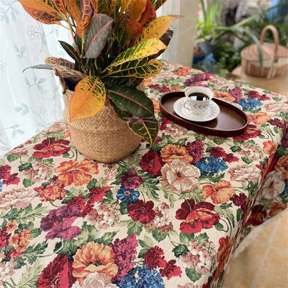 Elegant Floral Tapestry Tablecloth
