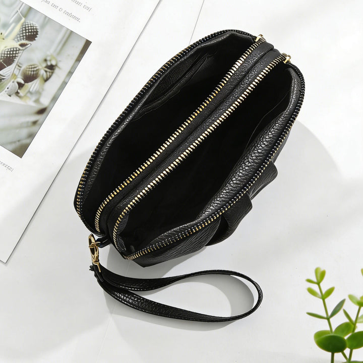 Textured Leather Zip Clutch Wallet Kalsten