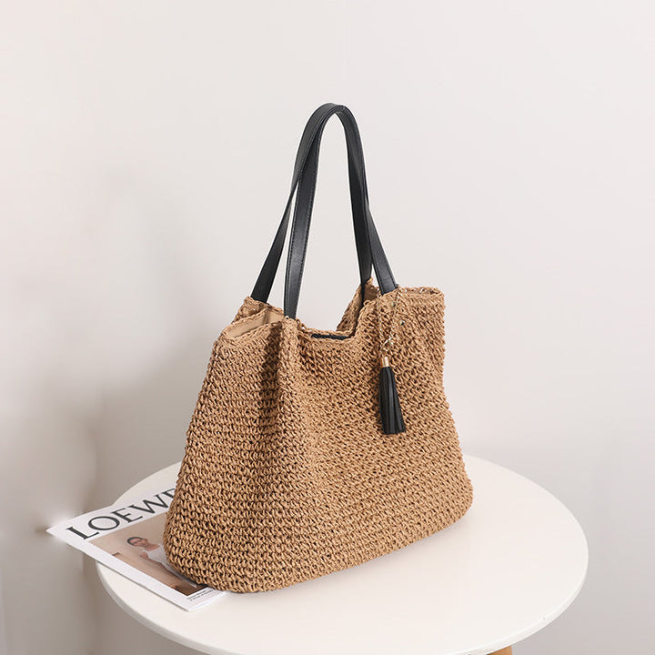 Durable basket bag with synthetic leather handle reinforcement Kalsten