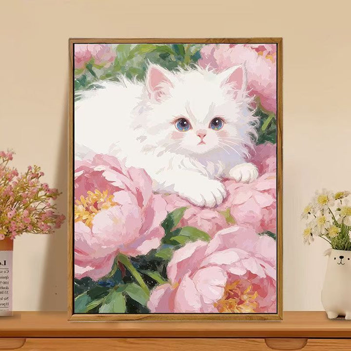 Cat-Themed Floral Wall Art Print Kalsten