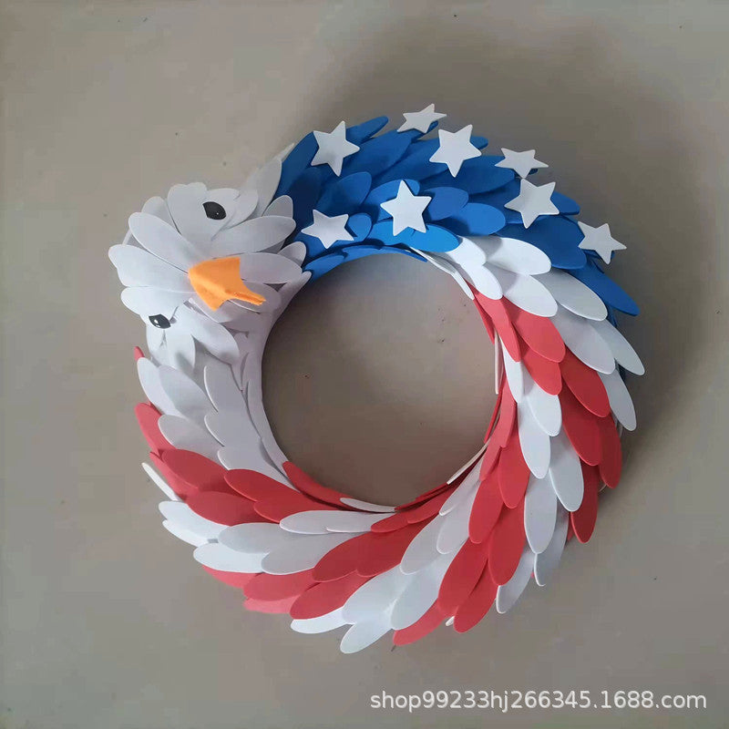 Unisex nan handcrafted patriotic eagle door wreath with layered feather effect Kalsten