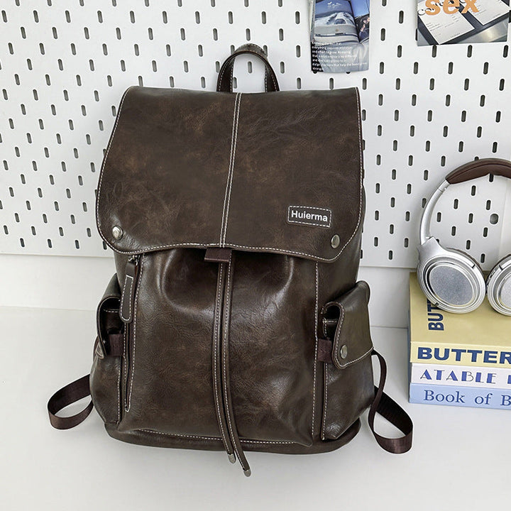 Vintage Leather Casual School Backpack