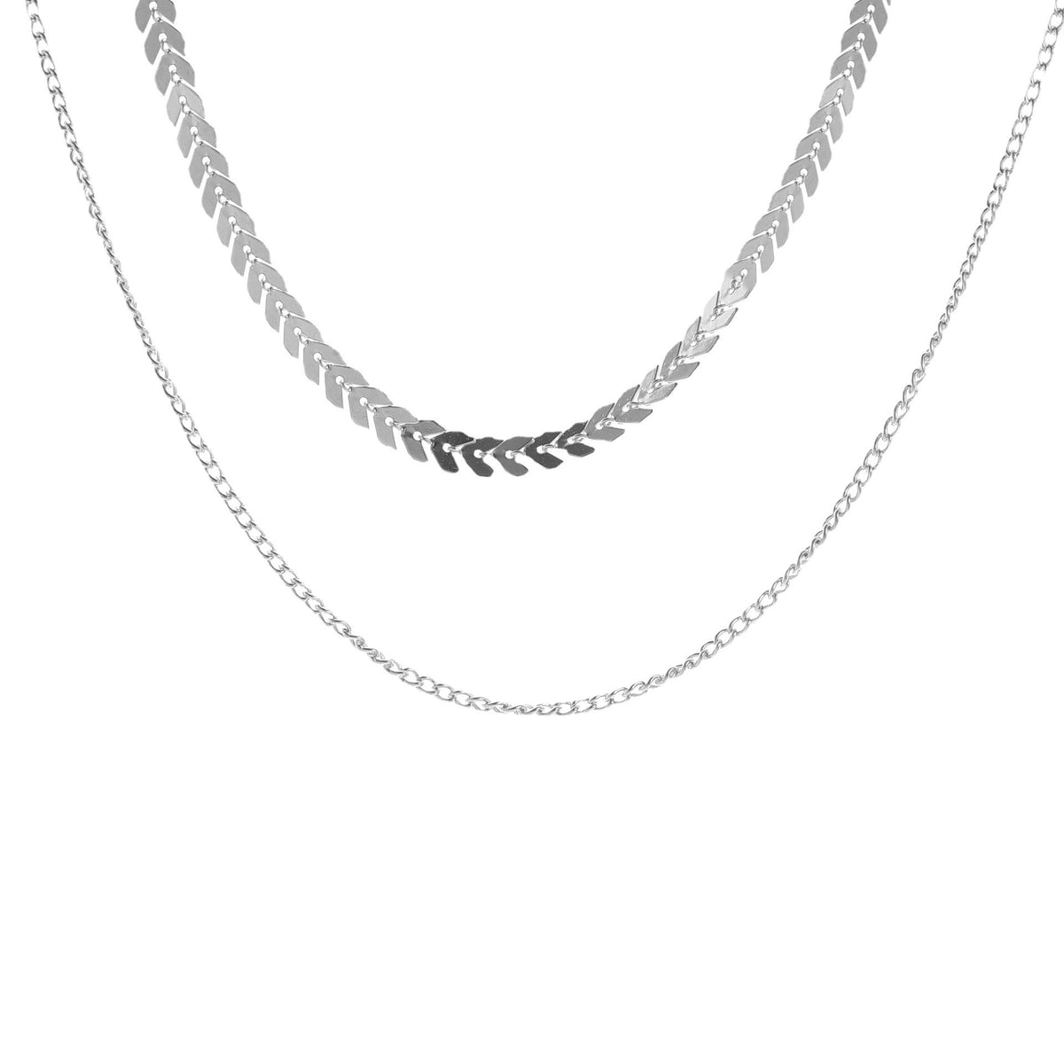Layered Chevron Chain Necklace Acalora
