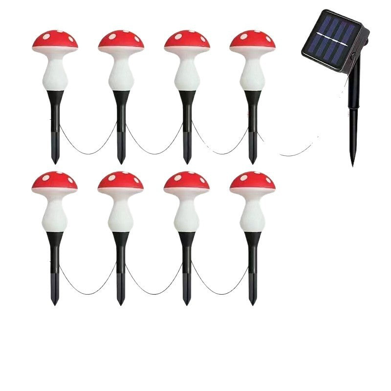 Whimsical Mushroom Pathway Stake String Lights With Ceramic-Style Caps And Warm LED Illumination Kalsten