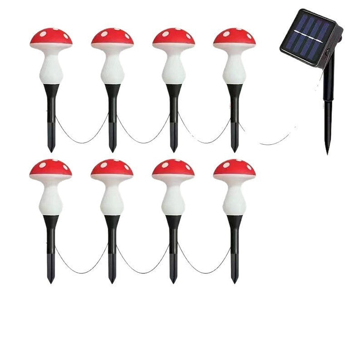 Whimsical Mushroom Pathway Stake String Lights With Ceramic-Style Caps And Warm LED Illumination Kalsten