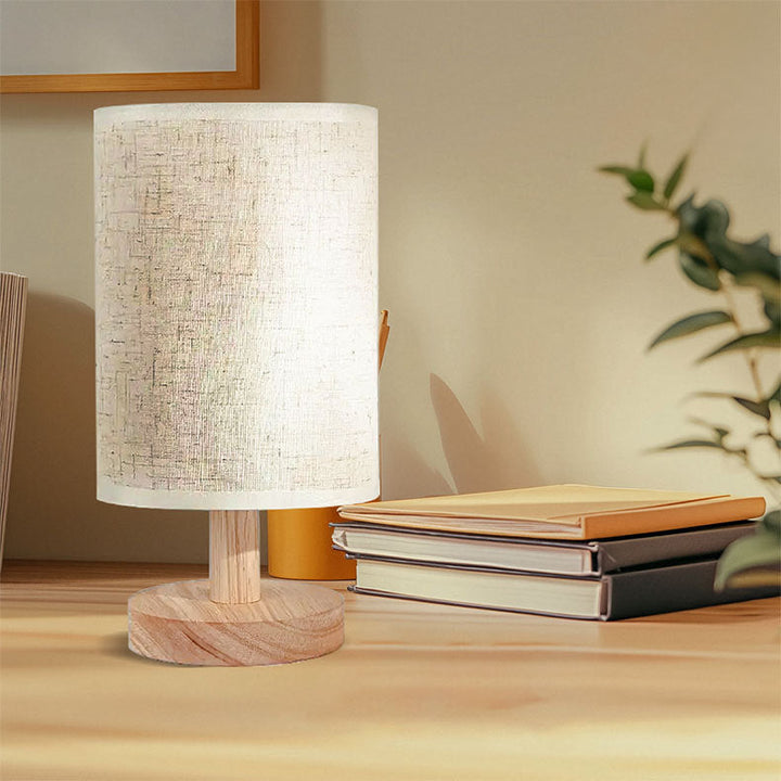 USB Solid Wood Fabric Table Lamp | Kalsten