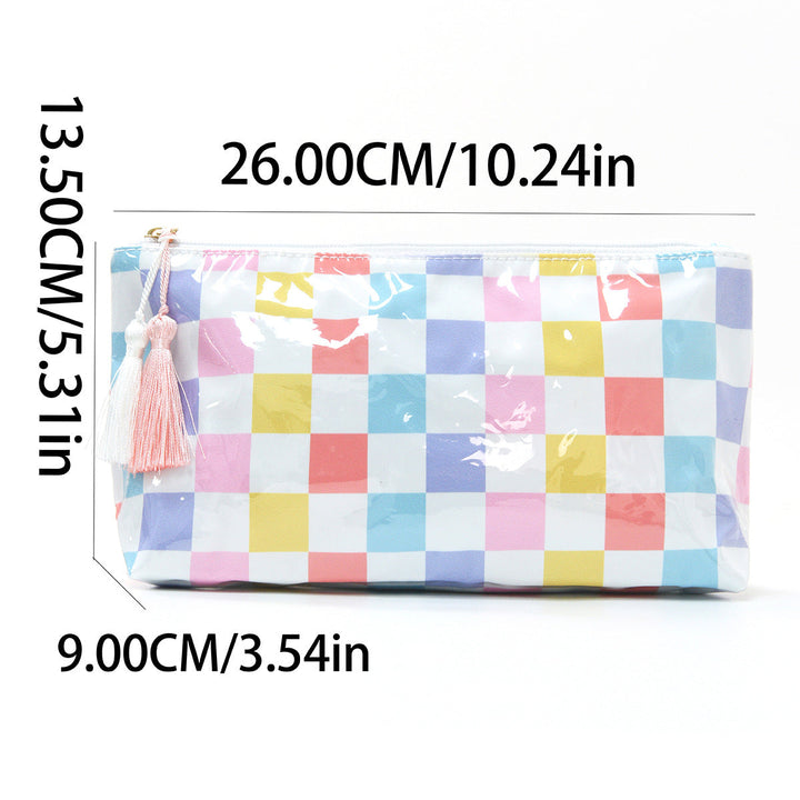 Cosmetic storage bag with water-repellent surface and tassel detail Kalsten