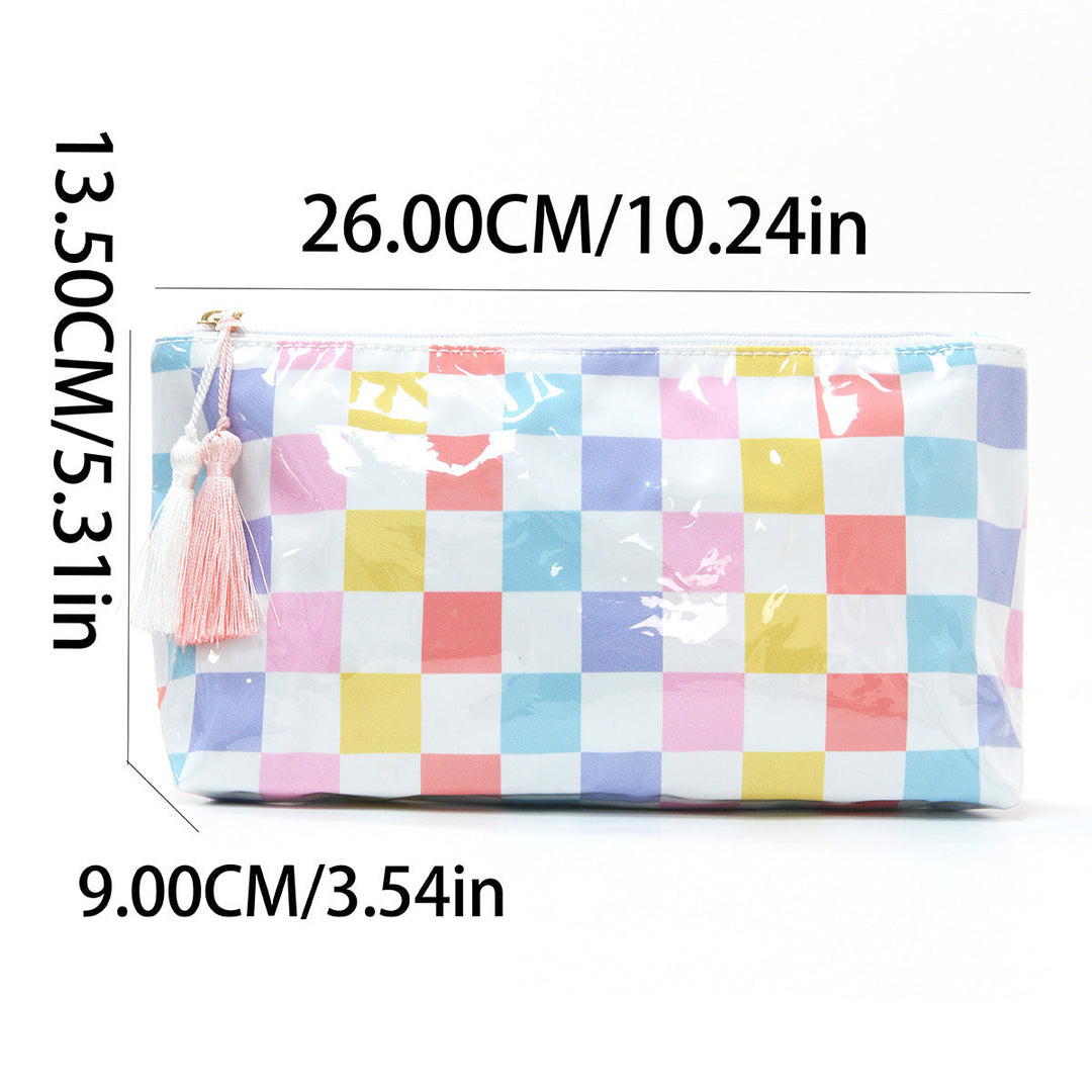 Cosmetic pouch with colorful check pattern Kalsten