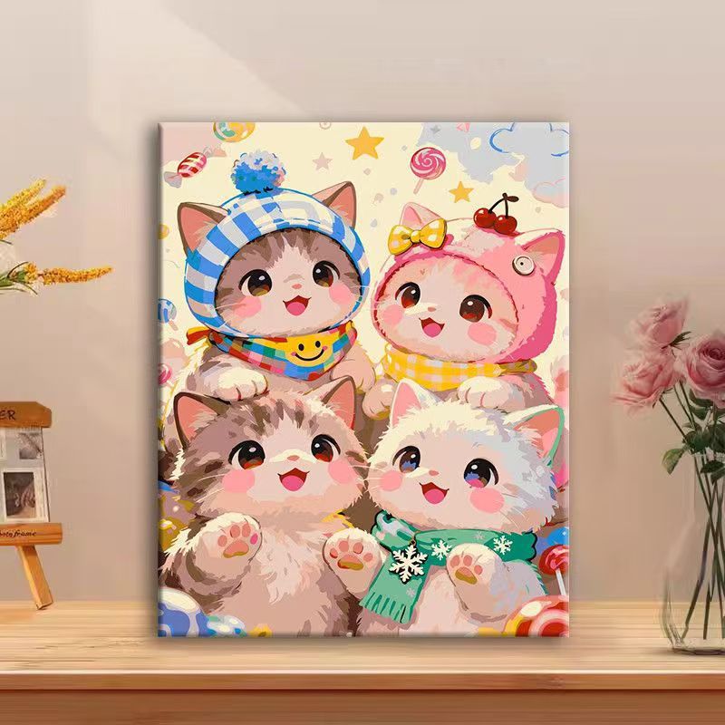 Cute Cat Character Canvas Art Print Kalsten