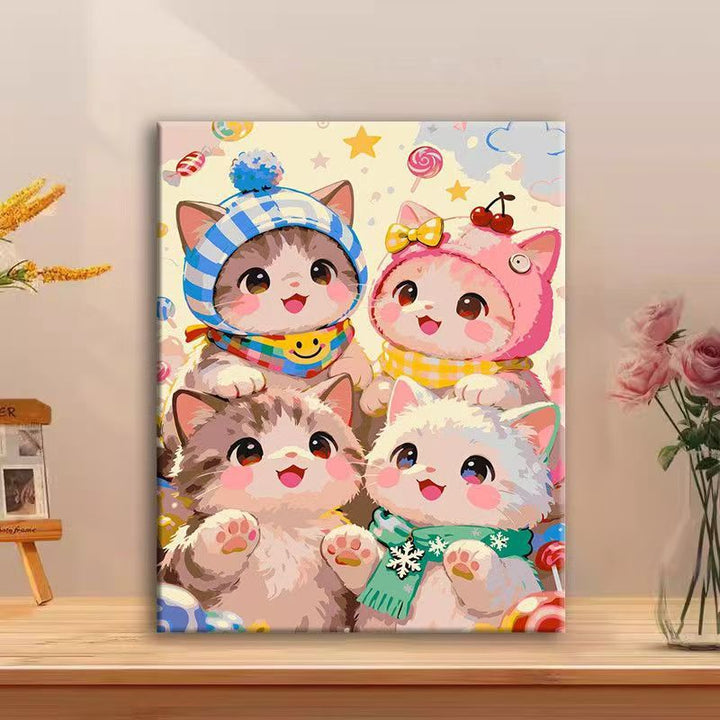 Cute Cat Character Canvas Art Print Kalsten